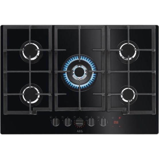 AEG HKB75450NB 8000 Flamelight Gas on Glass 75cm Hob - Black