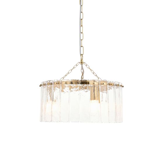 ENDON 118467 Karine 3 Light Pendant Brushed Aged Brass Clear Glass