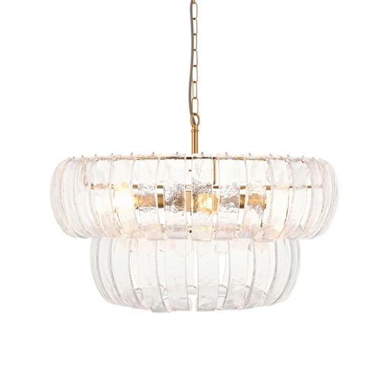 ENDON 116976 Montrose 6Lt Pendant Brushed Aged Brass Clear Glass