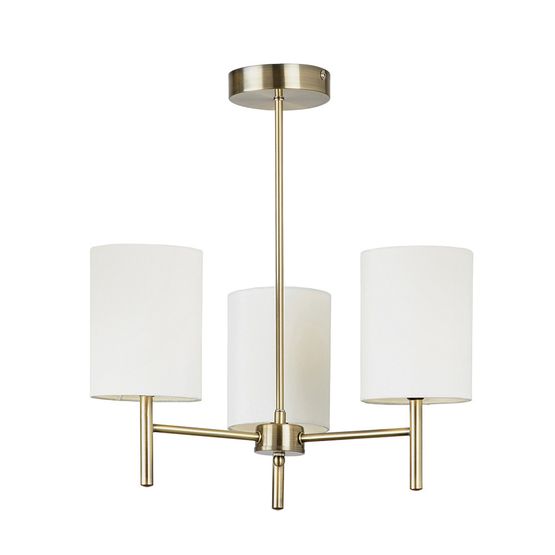 ENDON BRIO-3AB Brio 3lt Semi Flush Antique Brass Cream Shades