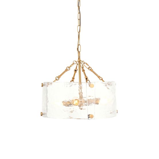 ENDON 118583 Keller 4 Light Pendant Brushed Aged Brass Clear Glass
