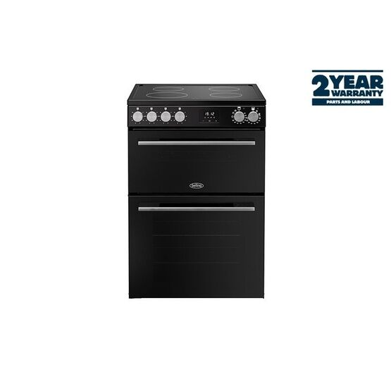 BELLING 444412050 Vision 60cm Electric Ceramic Double Oven Cooker Black &amp; Silver Steel