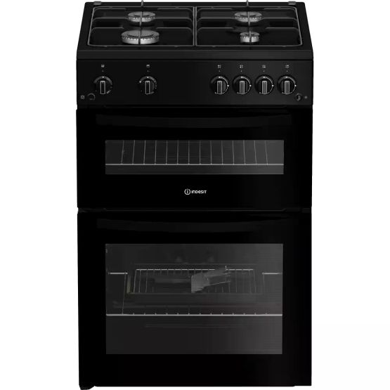 INDESIT IDG6GB 60cm Gas Double Cooker - Black