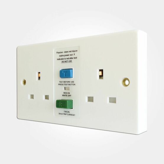 ETERNA Twin RCD Socket Unswitched White