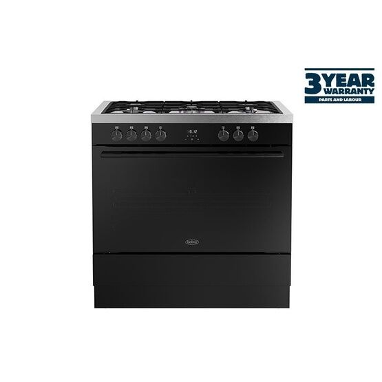 BELLING 444412039 Vision 90cm Single Cavity Dual Fuel Range Cooker Black