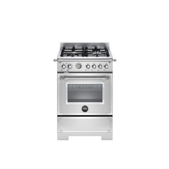Bertazzoni HER64L1EXT2 Heritage 60cm Range Cooker Single Oven Dual Fuel Stainless Steel