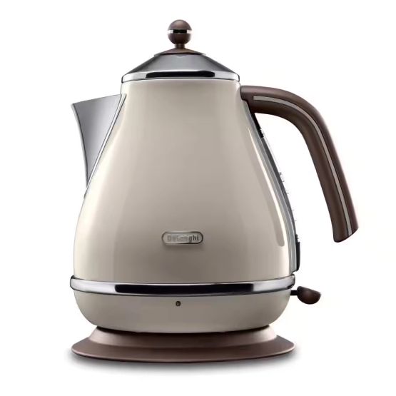 DELONGHI KBOV3001.BG 1.7L Icona Vintage Kettle - Beige/Mahogany