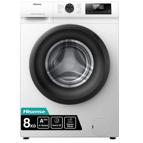 HISENSE WF1Q8041BW 8kg 1400 Spin Steam Washing Machine - White
