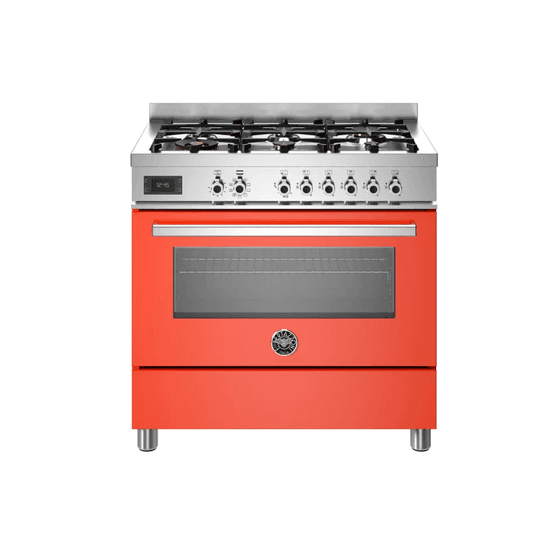 Bertazzoni Professional 90cm Range Cooker Single Oven Dual Fuel Orange PRO96L1EART