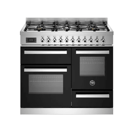 Bertazzoni Professional 100cm Range Cooker XG Oven Dual Fuel Black PRO106L3ENET