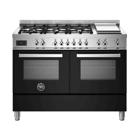 Bertazzoni Professional 120cm Range Cooker Twin Dual Fuel Black PRO126G2ENET