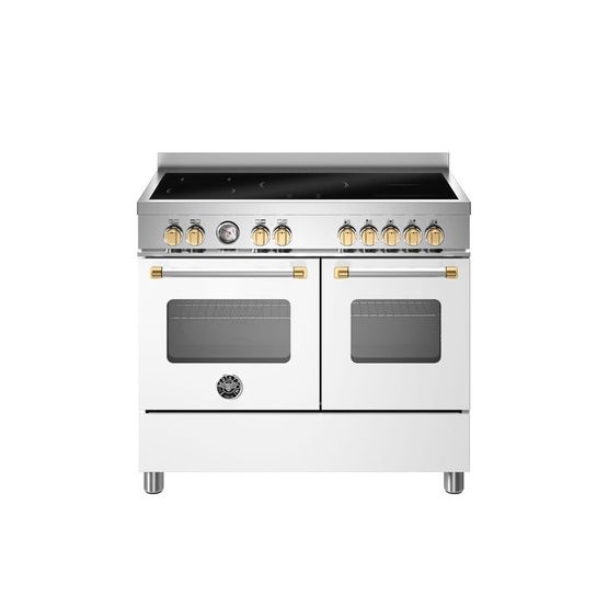 Bertazzoni Master 100cm Range Cooker Twin Oven Induction White with Gold MAS105I2EBGC2