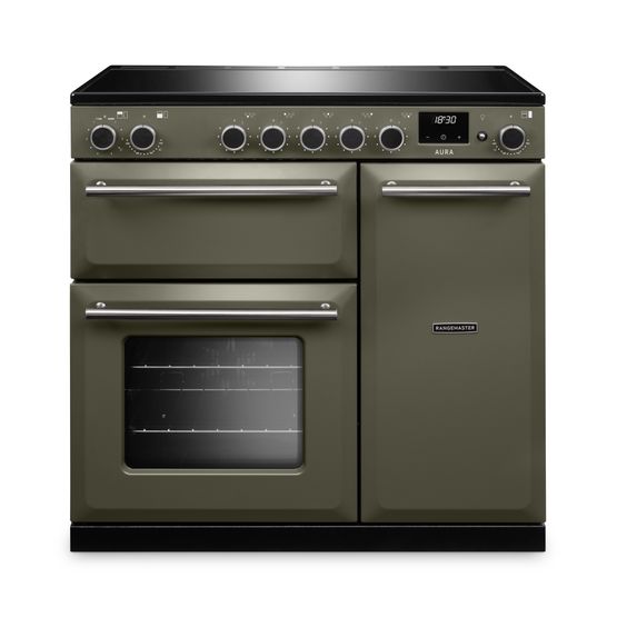 RANGEMASTER AURA90EIPRBD/BN1 Aura 90cm Induction Range Cooker River Bed with Brushed Nickel Trim