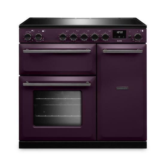 RANGEMASTER AURA90EIPPLM/YX1 Aura 90cm Induction Range Cooker Plum with Onyx Trim