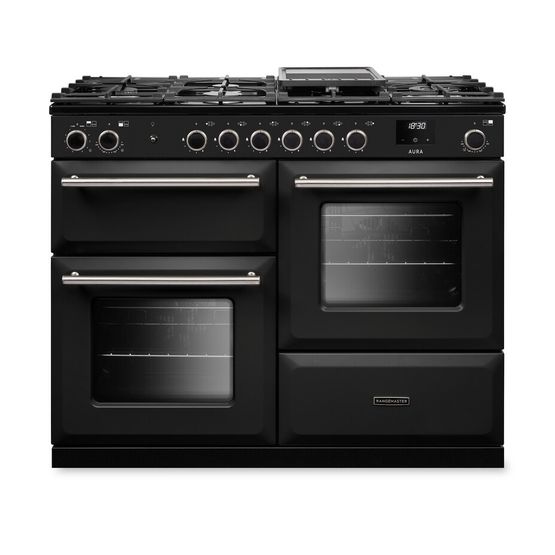 RANGEMASTER AURAO110DFPCBL/BN1 Aura 110 Dual Fuel Charcoal Black with Brushed Nickel Trim