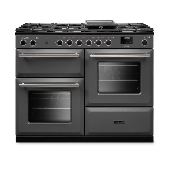 RANGEMASTER AURAO110DFPSLT/BN1 Aura 110 Dual Fuel Slate with Brushed Nickel Trim