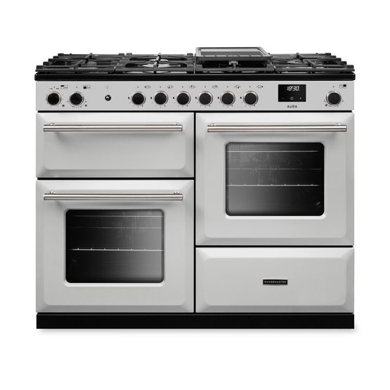 RANGEMASTER AURAO110DFPWHT/BN1 Aura 110 Dual Fuel White with Brushed Nickel Trim