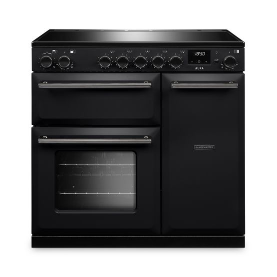 RANGEMASTER AURA90EIPCBL/YX1 Aura 90 Induction Range Cooker Charcoal Black with Onyx Trim