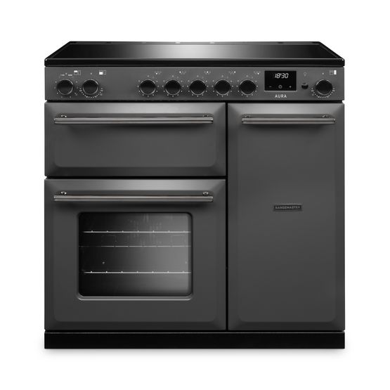 RANGEMASTER AURA90EIPSLT/YX1 Aura 90 Induction Range Cooker Slate with Onyx Trim