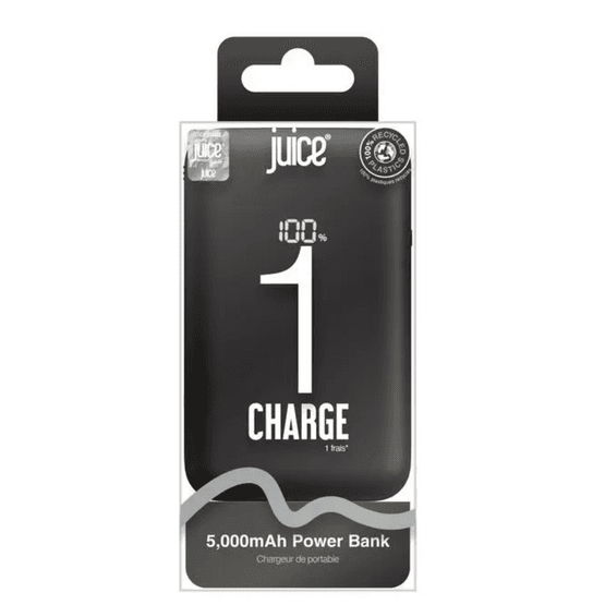Juice JUI-PBANK-1-ECO-INT-BLK Power Bank 1 - 5000mAh Black