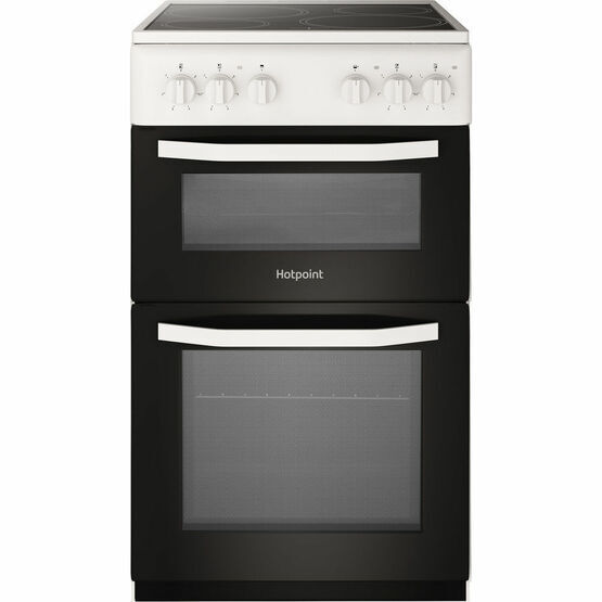 HOTPOINT HD5V92KCW 50cm Ceramic Twin Cavity Cooker White