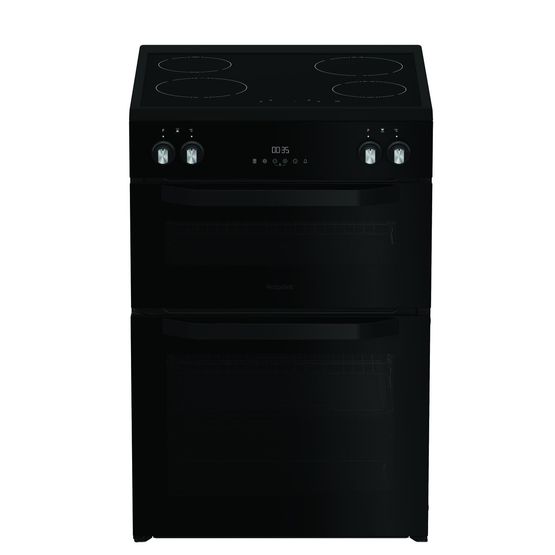 HOTPOINT HDME6VDC2AB 60cm Electric Double Fan Oven Cooker - Black