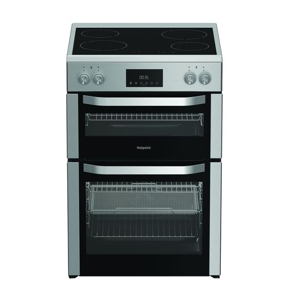 HOTPOINT HDME6VDC2AX 60cm Electric Double Fan Oven Cooker - Stainless Steel