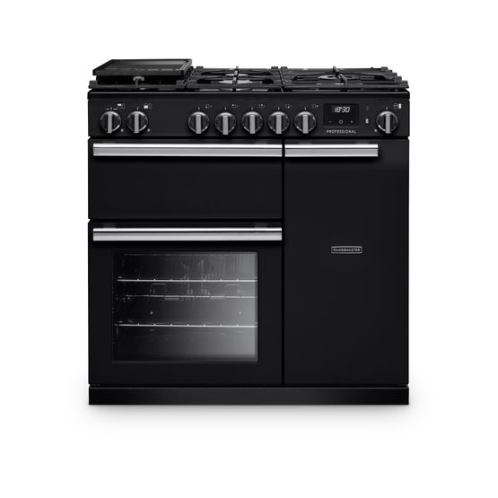 RANGEMASTER PR90DFPCBL/CM1 Professional 90 Dual Fuel Charcoal Black with Chrome Trim