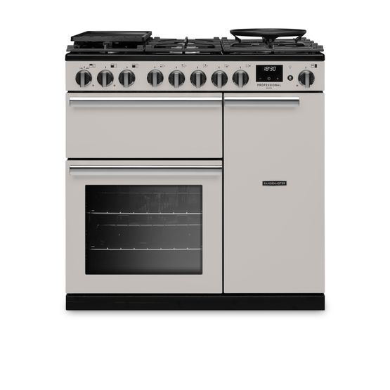 Rangemaster Professional Deluxe 90 Dual Fuel Ivory with Chrome Trim PRDL90DFPIVY/CM1
