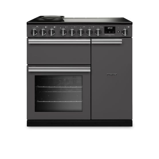 RANGEMASTER PRDL90EIPSLT/CM1 Professional Deluxe 90 Induction Slate with Chrome Trim