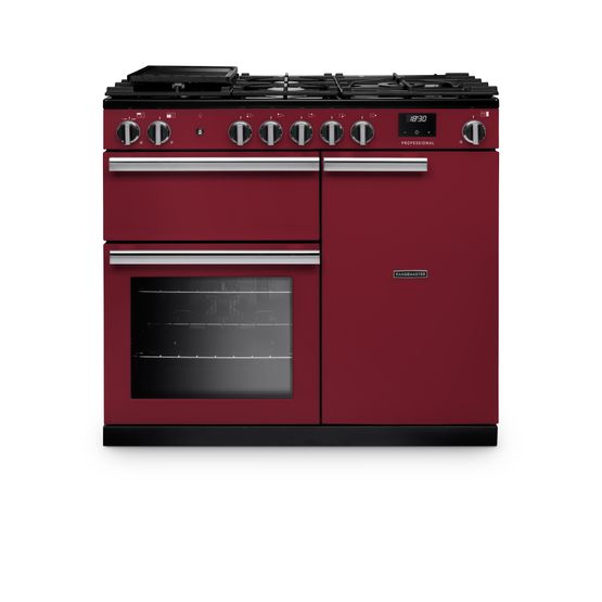 RANGEMASTER PR100DFPBOR/CM1 Professional 100 Dual Fuel Bordeaux with Chrome Trim