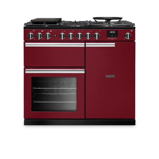 RANGEMASTER PRDL100DFPBOR/CM1 Professional Deluxe 100 Dual Fuel Bordeaux with Chrome Trim