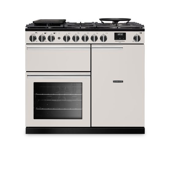 RANGEMASTER PRDL100DFPIVY/CM1 Professional Deluxe 100 Dual Fuel Ivory with Chrome Trim