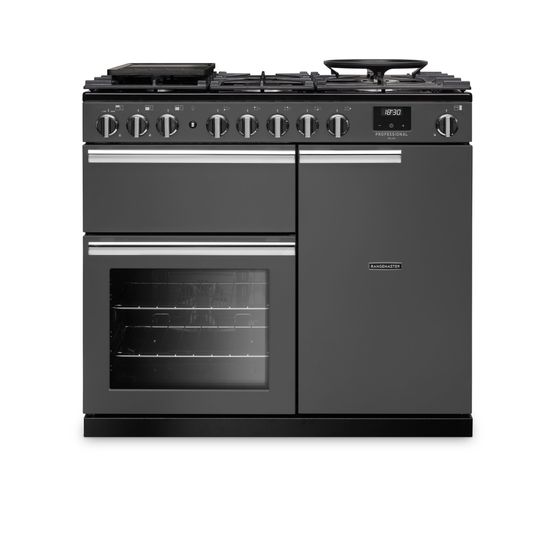 RANGEMASTER PRDL100DFPSLT/CM1 Professional Deluxe 100 Dual Fuel Slate with Chrome Trim