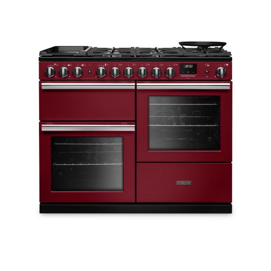 RANGEMASTER PRDLO110DFPBOR/CM1 Professional Deluxe  OC110 Dual Fuel Bordeaux with Chrome Trim