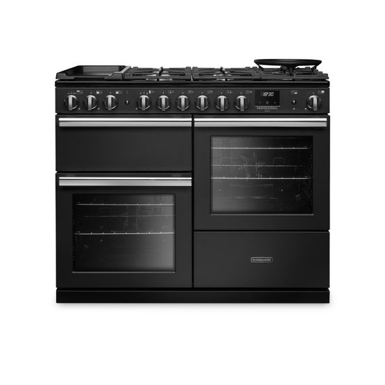 RANGEMASTER PRDLO110DFPCBL/CM1 Professional Deluxe OC 110 Dual Fuel Charcoal Black with Chrome Trim