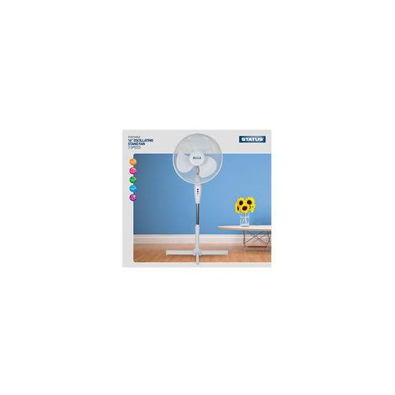 STATUS S16STANDFAN 16" Pedestal Fan 3 Speed Oscillate White