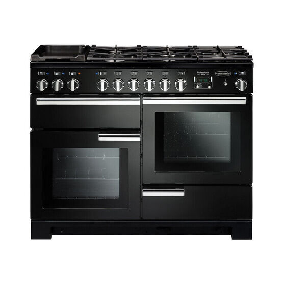 RANGEMASTER 97520 Professional Deluxe 110cm Dual Fuel Black with Chrome Trim