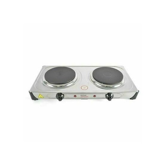 LLOYTRON E4203SS 2000W Double Hotplate Polished Stainless Steel