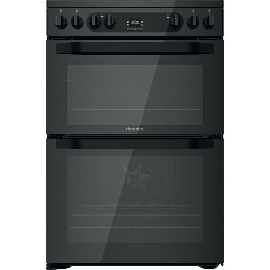 HOTPOINT HDM67V92HCB 60cm Electric Double Oven Cooker Black