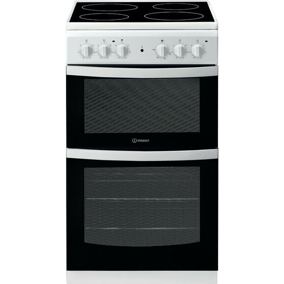 INDESIT ID5V92KMW 50cm Electric Twin Cooker with Ceramic Hob