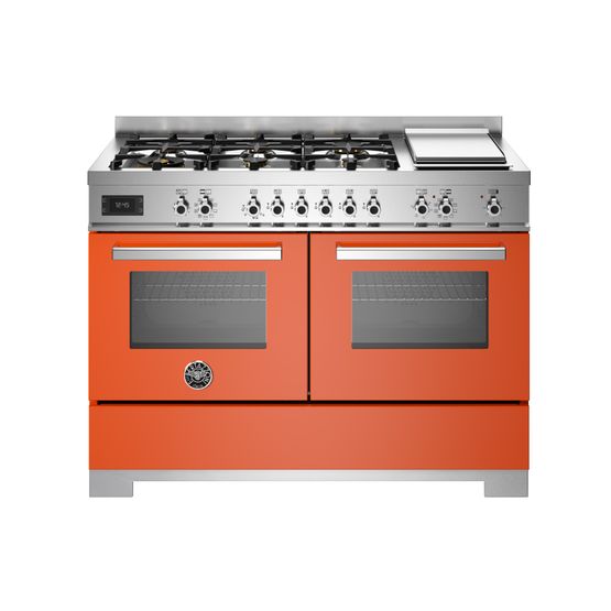 Bertazzoni Professional 120cm Range Cooker Twin Dual Fuel Orange PRO126G2EART2
