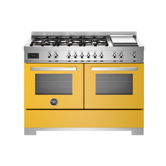 Bertazzoni Professional 120cm Range Cooker Twin Dual Fuel Yellow PRO126G2EGIT2