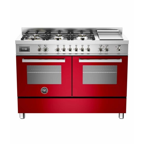 Bertazzoni Professional 120cm Range Cooker Twin Dual Fuel Red PRO126G2EROT