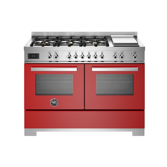 Bertazzoni Professional 120cm Range Cooker Twin Dual Fuel Red PRO126G2EROT2