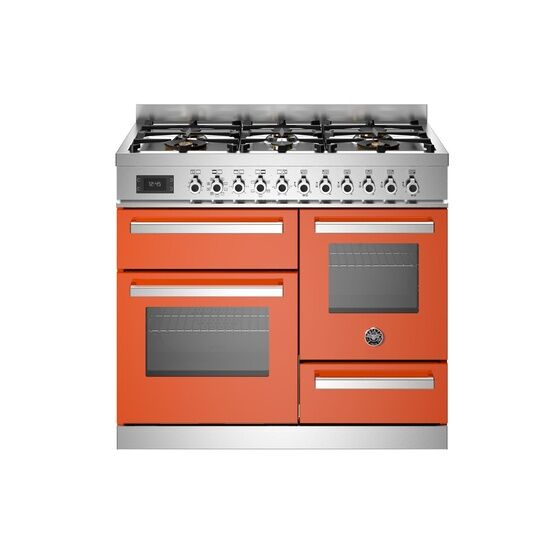 Bertazzoni Professional 100cm Range Cooker XG Oven Dual Fuel Orange PRO106L3EART