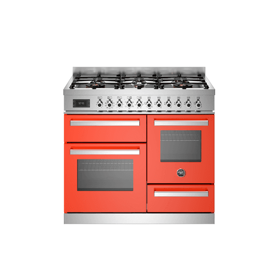 Bertazzoni Professional 100cm Range Cooker XG Oven Dual Fuel Orange PRO106L3EART2