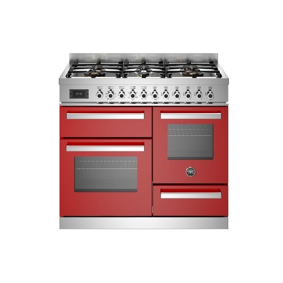 Bertazzoni Professional 100cm Range Cooker XG Oven Dual Fuel Red PRO106L3EROT