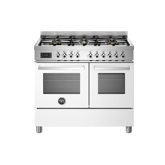 Bertazzoni Professional 100cm Range Cooker Twin Oven Dual Fuel White PRO106L2EBIT