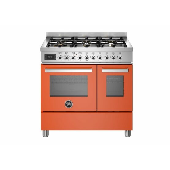 Bertazzoni Professional 90cm Range Cooker Twin Dual Fuel Orange PRO96L2EART